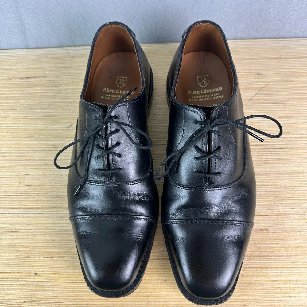 Allen Edmonds Mens Exchange Place Oxfords 7.5 E Dress Shoes Black Leather